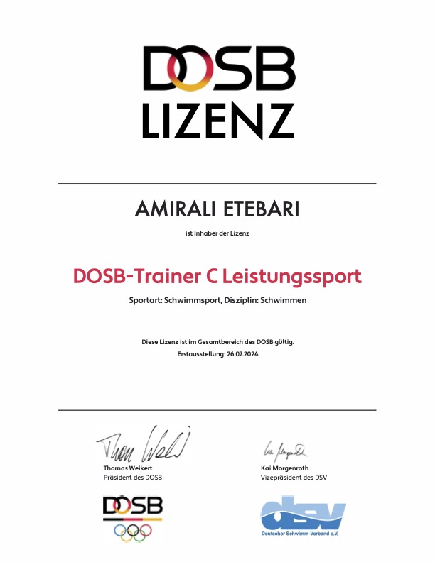 Schwimmzertifikat Amirali